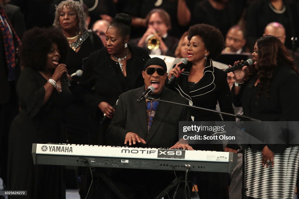 Soul Music Icon Aretha Franklin Honored During Her Funeral By Musicians And Dignitaries