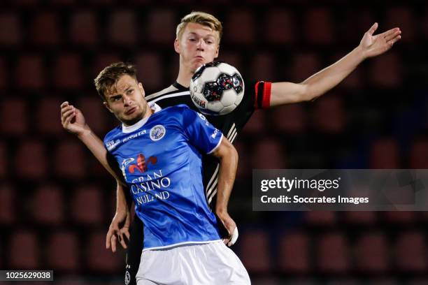 Rauno Sappinen of FC Den Bosch, Perr Schuurs of Ajax U23 during the Dutch Keuken Kampioen Divisie match between FC Den Bosch v Ajax U23 at the...