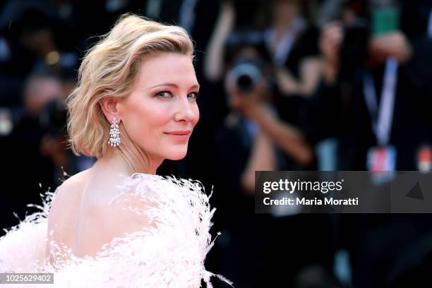 Cate Blanchett walks the red carpet ahead of the 'A Star Is Born' screening during the 75th Venice Film Festival at Sala Grande on August 31, 2018 in...