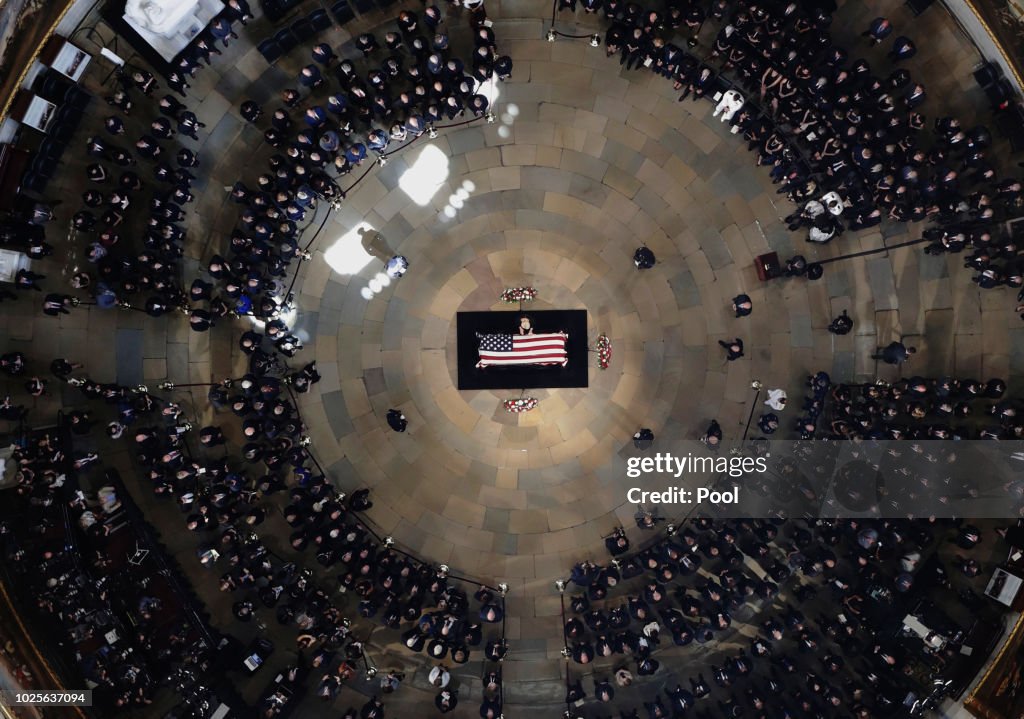 Sen. John McCain (R-AZ) Lies In State In The Rotunda Of U.S. Capitol