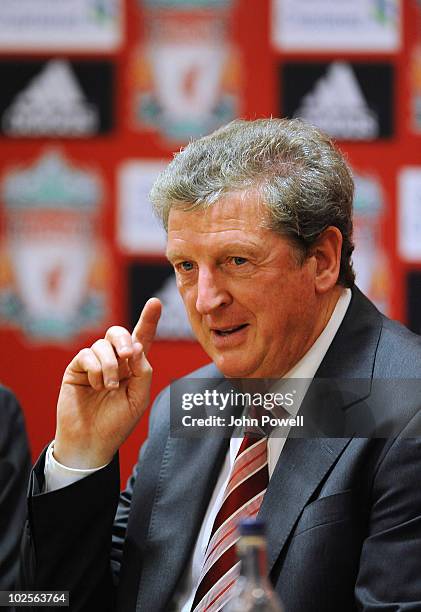 Roy Hodgson manager of Liverpool FC speaks to the media during a press conference to unveil him as the club's new manager at Anfield on July 01, 2010...