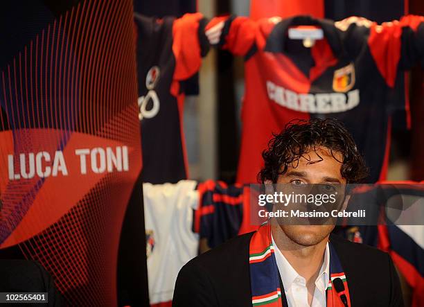 Luca Toni unveiled by Genoa CFC on July 1, 2010 in Genoa, Italy.
