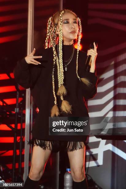 Singer/songwriter Miliyah Kato performs on stage during the RockCorps 2018 at Makuhari Messe on September 1, 2018 in Chiba, Japan.