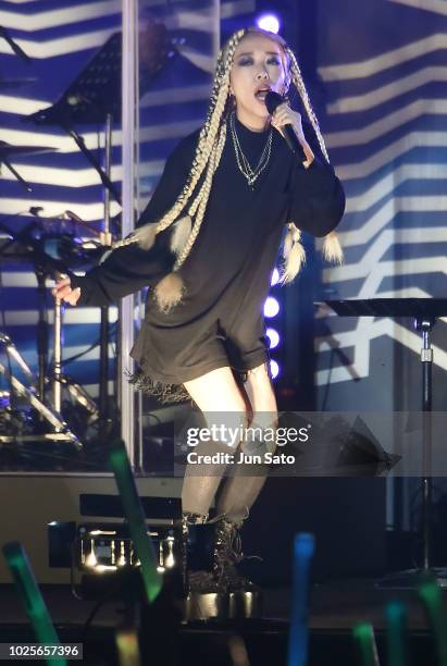 Singer/songwriter Miliyah Kato performs on stage during the RockCorps 2018 at Makuhari Messe on September 1, 2018 in Chiba, Japan.