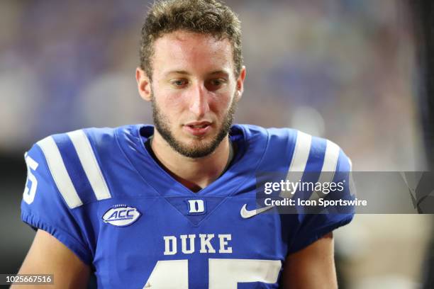 Duke Blue Devils place kicker Austin Parker during the 2nd half of Duke Blue Devils Football versus Army Black Knights on August 31 at Wallace Wade...