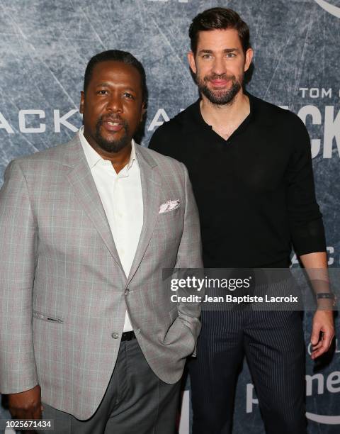 Wendell Pierce and John Krasinski attend the premiere of 'Tom Clancy's Jack Ryan' at The Opening Night of Los Angeles Fleet Week 2018 at Battleship...