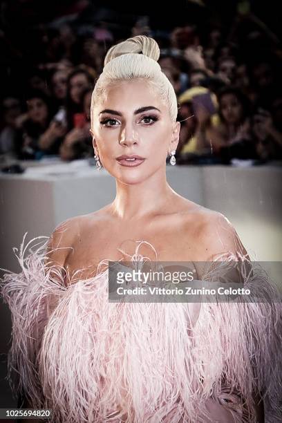 Lady Gaga walks the red carpet ahead of the 'A Star Is Born' screening during the 75th Venice Film Festival at Sala Grande on August 31, 2018 in...