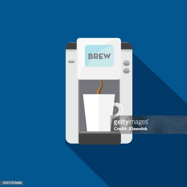 single serve coffeemaker flat design themed icon with shadow - french press stock illustrations