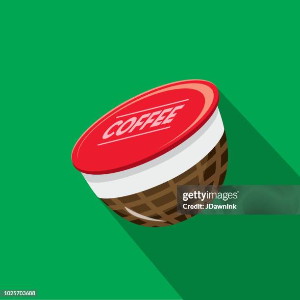 single brew coffee pod flat design themed icon with shadow - coffee capsule stock illustrations