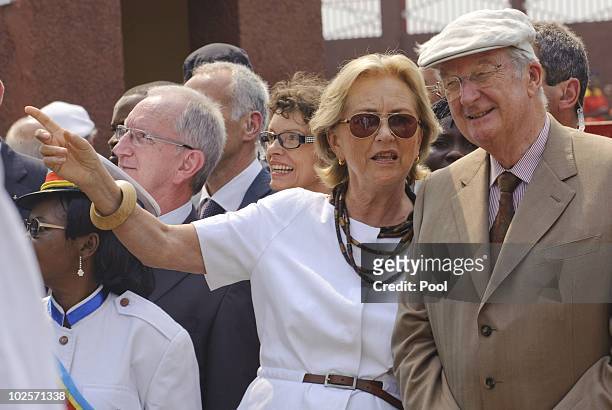 Queen Paola and King Albert II of Belgium during a visit to the King Boudewijn Hospital on July 1, 2010 in Kinshasa, Democratic Republic Of Congo....