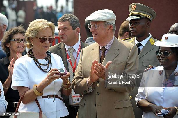 King Albert II of Belgium and Queen Paola of Belgium visit the King Boudewijn Hospital on July 1, 2010 in Kinshasa, Democratic Republic Of Congo....