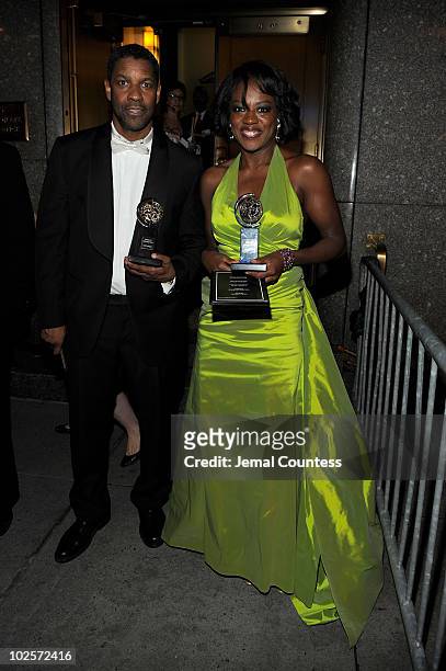 Denzel Washington and Viola Davis attends the Creative Arts Awards by Intercontinental at the 64th Annual Tony Awards at Radio City Music Hall on...