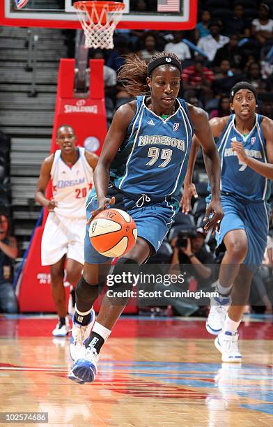 Hamchetou Maiga-Ba of the Minnesota Lynx drives against the Atlanta Dream at Philips Arena on July 1, 2010 in Atlanta, Georgia. NOTE TO USER: User...