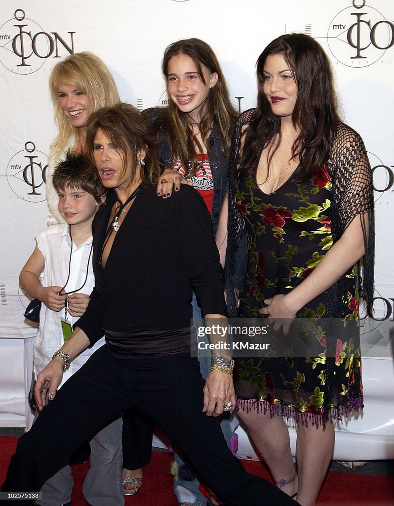 Steven Tyler & son Taj, wife Teresa, daughters Chelsea and Mia