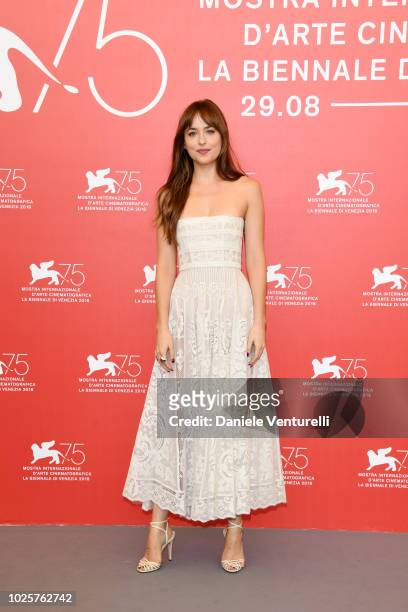 Dakota Johnson attends 'Suspiria' photocall during the 75th Venice Film Festival at Sala Casino on September 1, 2018 in Venice, Italy.