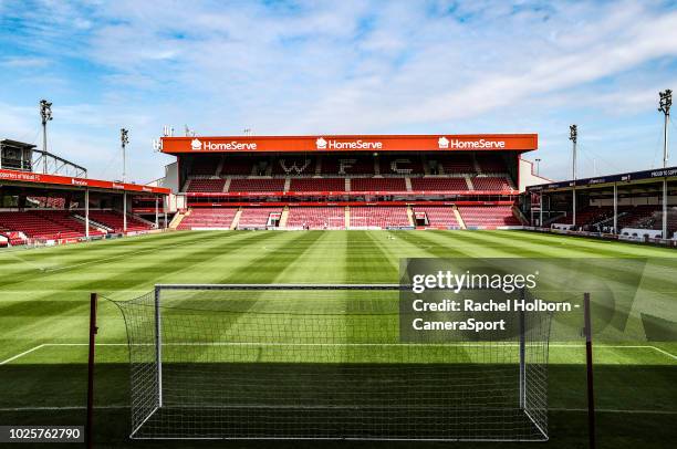 General View at Walsall during the Sky Bet League One match between Walsall and Blackpool at Bescot Stadium on September 1, 2018 in Walsall, United...