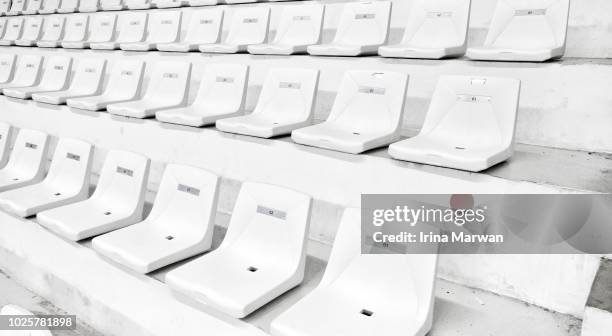 empty sport stadium seats - plastic design furniture stock pictures, royalty-free photos & images