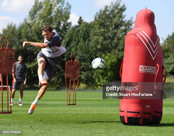 Stephan Lichtsteiner of Arsenal during a training session at London Colney on September 1, 2018 in St Albans, England.