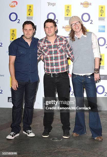 Scouting for Girls attend the 02 Silver Clef Awards at London Hilton on July 2, 2010 in London, England.