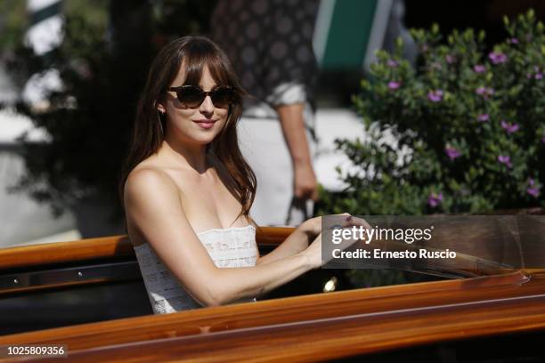 Dakota Johnson is seen during the 75th Venice Film Festival on September 1, 2018 in Venice, Italy.