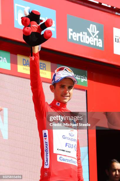 Podium / Rudy Molard of France and Team Groupama FDJ Red Leaders Jersey / Celebration / Bull Mascot / during the 73rd Tour of Spain 2018 / Stage 8 a...