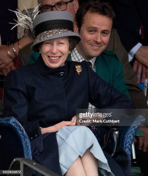 Princess Anne, Princess Royal attends the 2018 Braemar Highland Gathering at The Princess Royal and Duke of Fife Memorial Park on September 1, 2018...