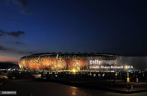 General view of the stadium ahead of the 2010 FIFA World Cup South Africa Quarter Final match between Uruguay and Ghana at the Soccer City stadium on...