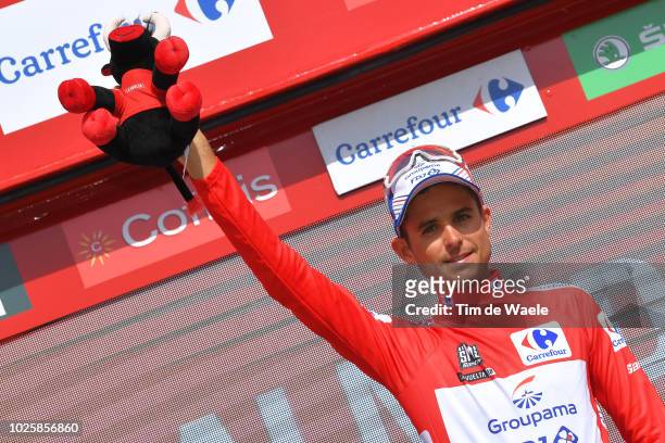 Podium / Rudy Molard of France and Team Groupama FDJ Red Leader Jersey / Celebration / Bull Mascot / during the 73rd Tour of Spain 2018 / Stage 8 a...