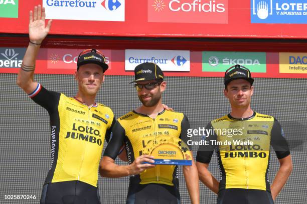 Podium / Lars Boom of The Netherlands and Team LottoNL - Jumbo / Tom Leezer of The Netherlands and Team LottoNL - Jumbo / Bert-jan Lindeman of The...