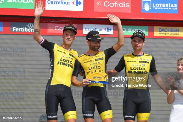 Podium / Lars Boom of The Netherlands and Team LottoNL - Jumbo / Tom Leezer of The Netherlands and Team LottoNL - Jumbo / Bert-jan Lindeman of The...