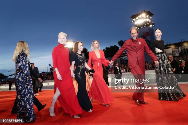 Chloe Grace Moretz, Tilda Swinton, Jessica Harper, Malgorzata Bela, Luca Guadagnino and Mia Goth walks the red carpet ahead of the 'Suspiria'...