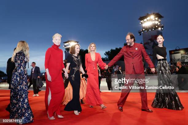Chloe Grace Moretz, Tilda Swinton, Jessica Harper, Malgorzata Bela, Luca Guadagnino and Mia Goth walks the red carpet ahead of the 'Suspiria'...