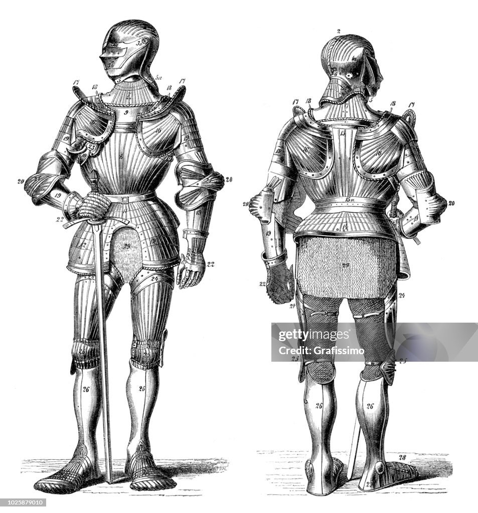 Knight in metal medieval armory