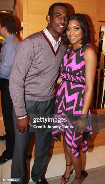 Chris Paul and Jada Crawley attend Chris Paul's party at the Louis Vuitton Store on July 1, 2010 in New Orleans, Louisiana.