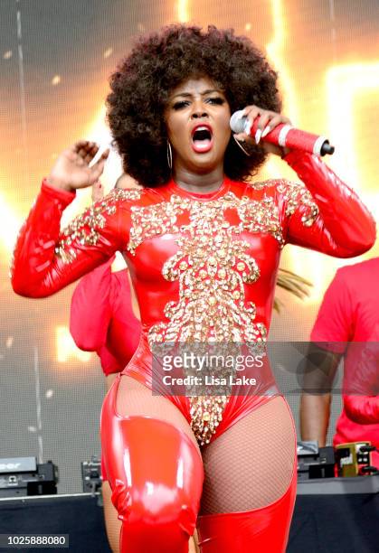 Amara La Negra performs on the Tidal Stage during the 2018 Made In America Festival - Day 1 at Benjamin Franklin Parkway on September 1, 2018 in...