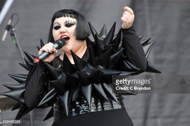 Beth Ditto of the Gossip performs on stage during day one of Wireless Festival in Hyde Park on July 2, 2010 in London, England.