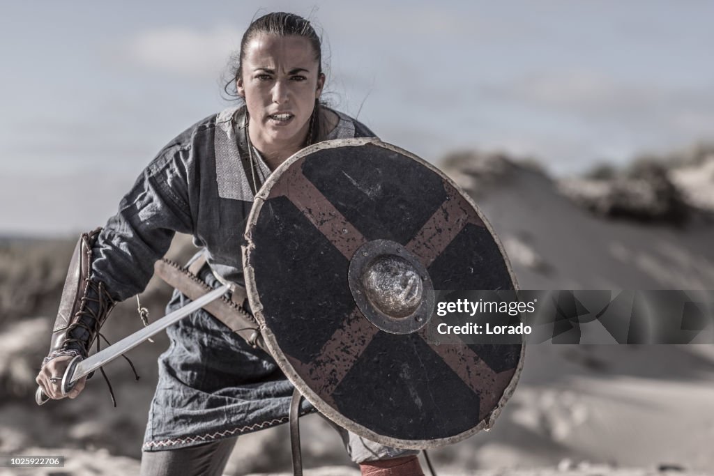 Viking woman in the sand