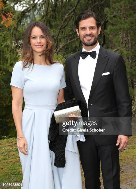 Prince Carl Philip of Sweden and his wife Princess Sofia of Sweden during the wedding of Prince Konstantin of Bavaria and Deniz Kaya at the french...