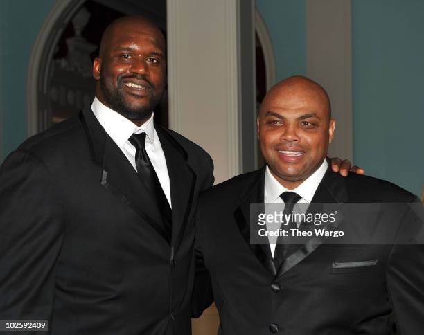 Shaquille O'Neal and Charles Barkley attend The Greenbrier for the gala opening of the Casino Club on July 2, 2010 in White Sulphur Springs, West...