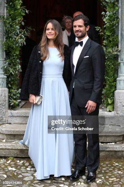 Prince Carl Philip of Sweden and his wife Princess Sofia of Sweden during the wedding of Prince Konstantin of Bavaria and Deniz Kaya at the french...