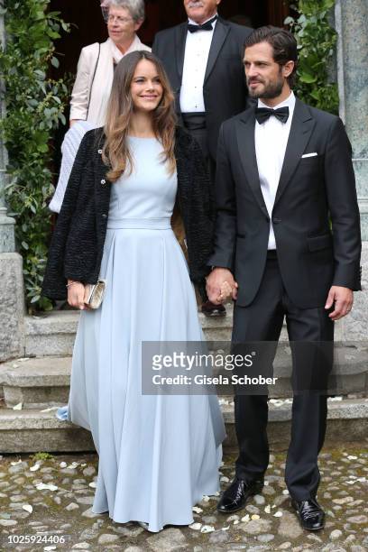 Prince Carl Philip of Sweden and his wife Princess Sofia of Sweden during the wedding of Prince Konstantin of Bavaria and Deniz Kaya at the french...