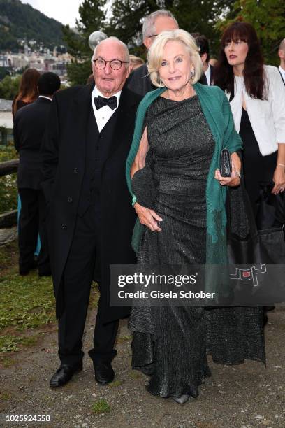 Peter Lanz and his wife Inge Wrede-Lanz during the wedding of Prince Konstantin of Bavaria and Princess Deniz of Bavaria, born Kaya, at the french...