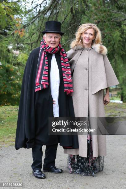 Rolf Sachs and Princess Mafalda von Hessen, of Hessen, during the wedding of Prince Konstantin of Bavaria and Deniz Kaya at the french church 'Eglise...