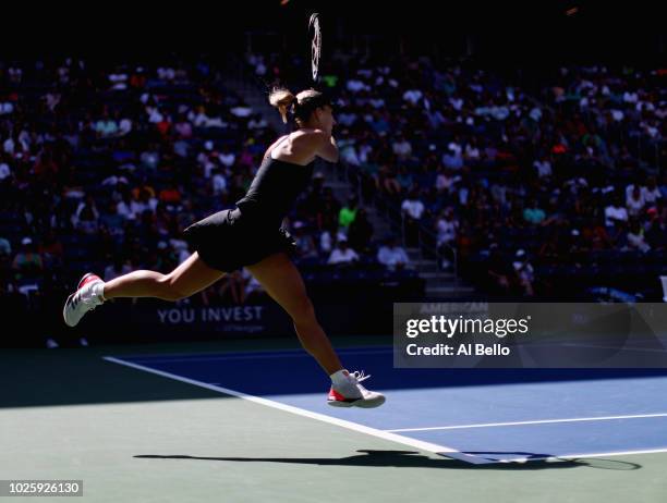 Angelique Kerber of Germany returns the ball during her women's singles third round match against Dominika Cibulkova of Slovakia on Day Six of the...