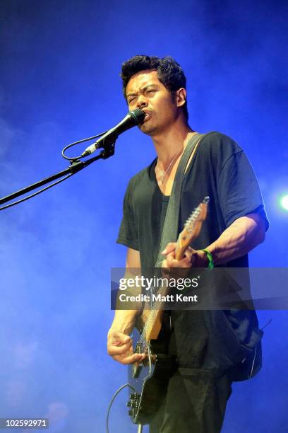 Dougy Mandagi of The Temper Trap performs on day 1 of the Barclaycard Wireless Festival at Hyde Park on July 2, 2010 in London, England.