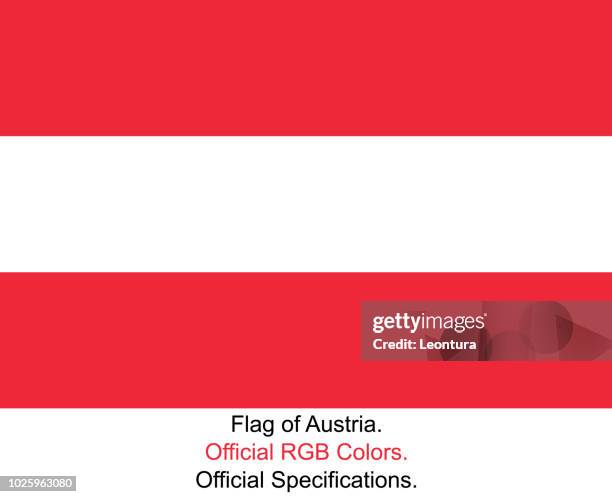 österreichische flagge (offizielle rgb-farben und spezifikationen) - österreichische kultur stock-grafiken, -clipart, -cartoons und -symbole