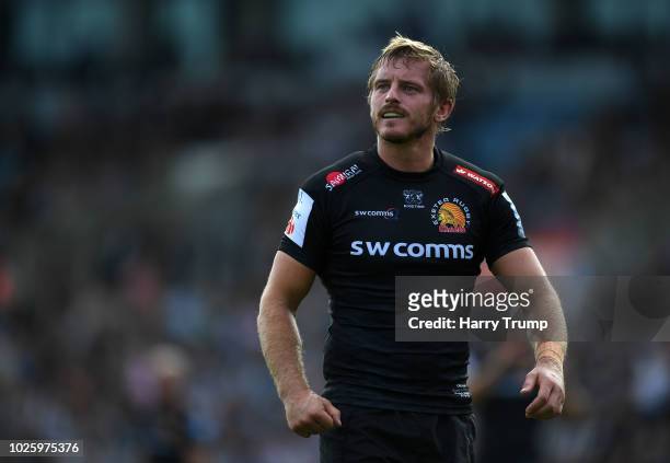 Gareth Steenson of Exeter Chiefs during the Gallagher Premiership Rugby match between Exeter Chiefs and Leicester Tigers at Sandy Park on September...