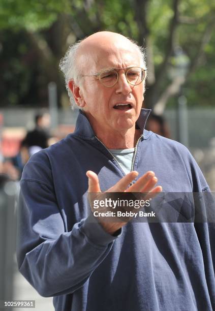 Larry David on location for "Curb Your Enthusiasm" on the streets of Manhattan on July 2, 2010 in New York City.