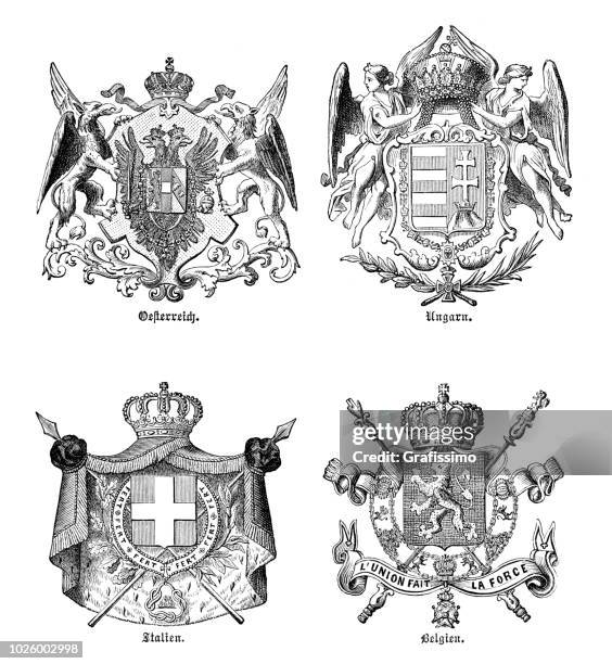 wappen von anderen land europa 1880 - wappen stock-grafiken, -clipart, -cartoons und -symbole