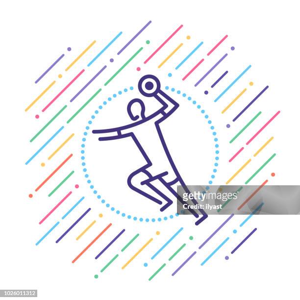 handball line icon - handball stock illustrations